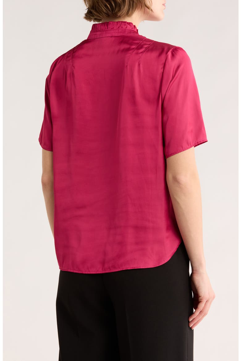 Ruffle Split Neck Short Sleeve Top, Alternate, color, DARK PINK