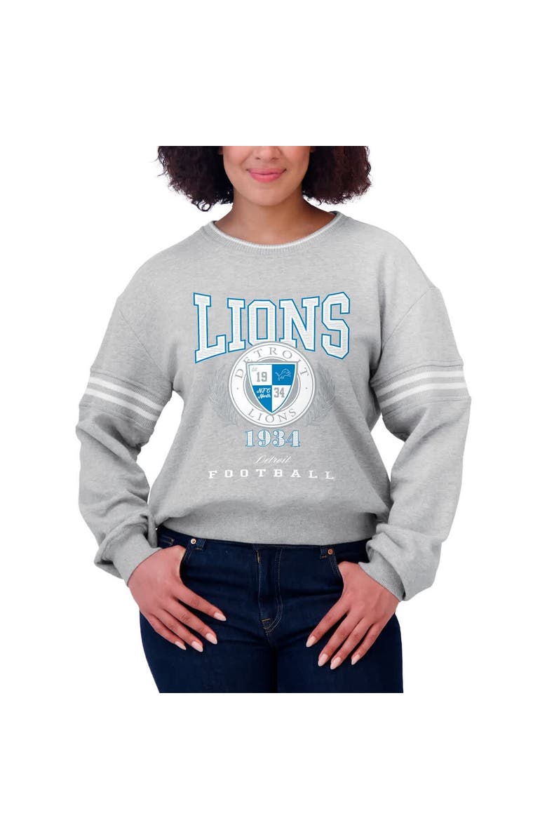 WEAR by Erin Andrews Women's WEAR by Erin Andrews Heather Gray Detroit Lions Pullover Sweatshirt, Alternate, color, 
