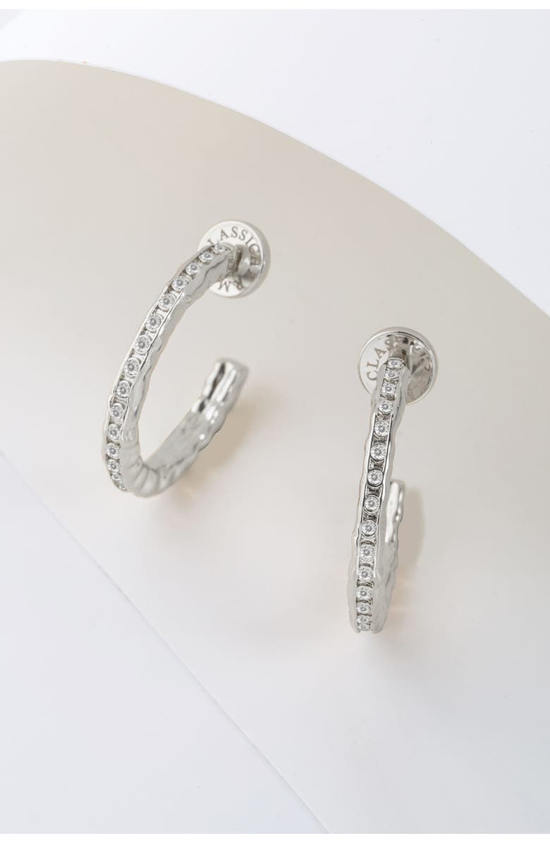 Classicharms Stella Molten Color Cubic Zirconia Hoop Earrings, Alternate, color, Gold/White