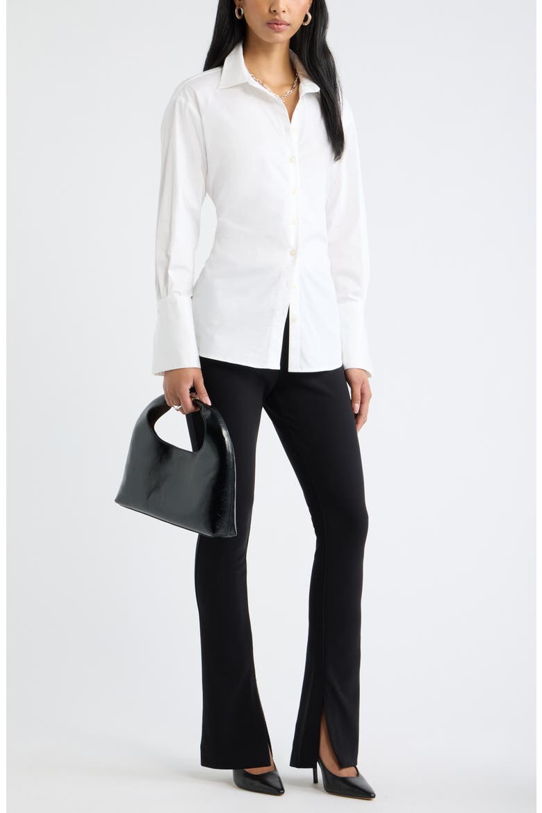 Tie Back Button Up Shirt, Alternate, color, WHITE