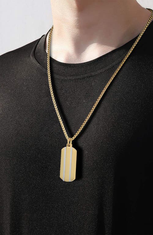 Van Heusen Stripe Dog Tag Pendant Necklace In Gold