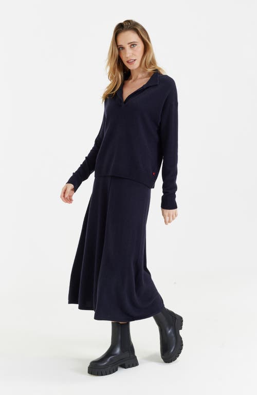 Chinti & Parker Wool Cashmere Blend V Neck Collared Sweater In Blue