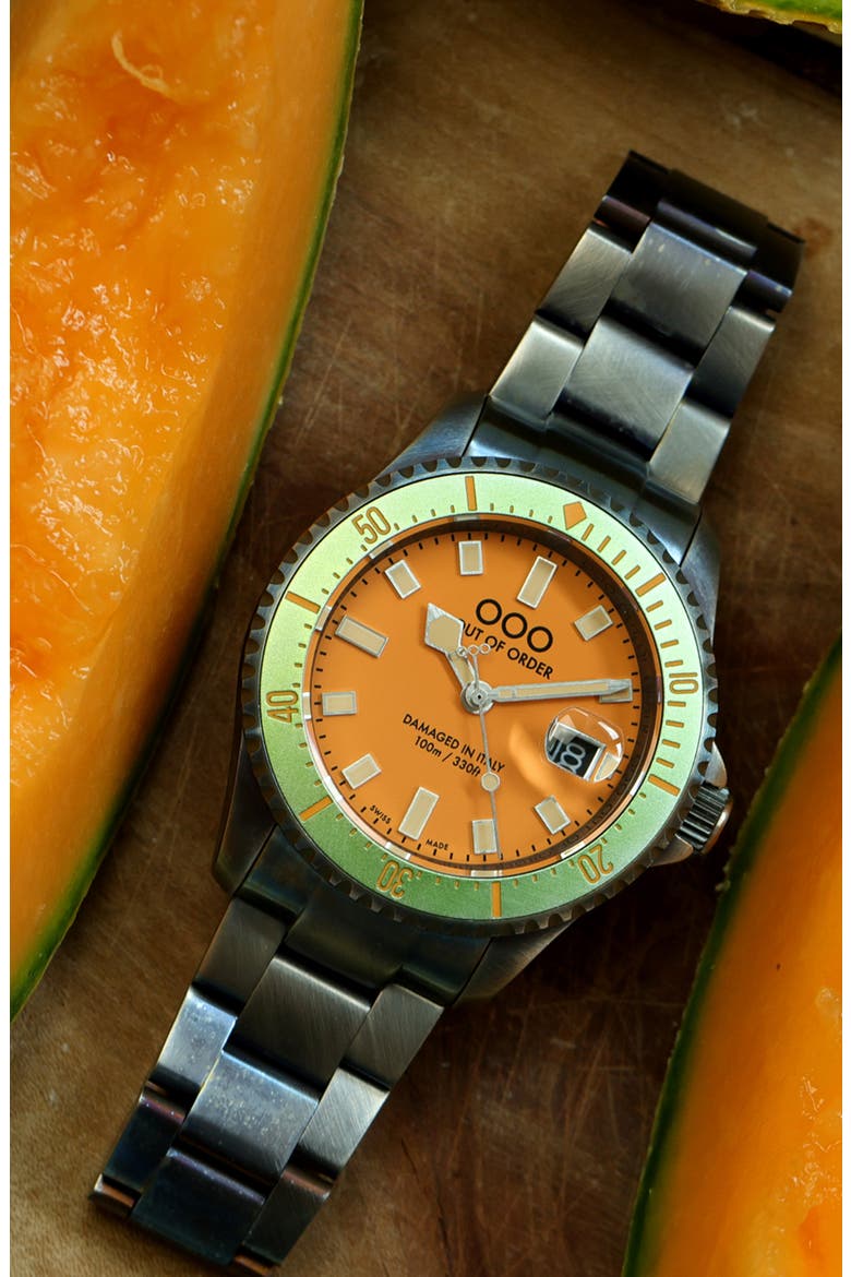 Casanova Bracelet Watch, 44mm, Alternate, color, ORANGE AND GREEN