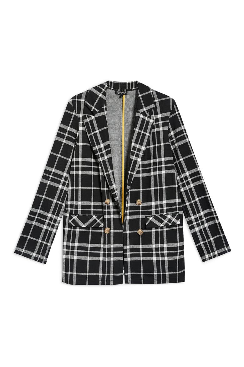 Double Breasted Check Jacket, Alternate, color, BLACK MULTI