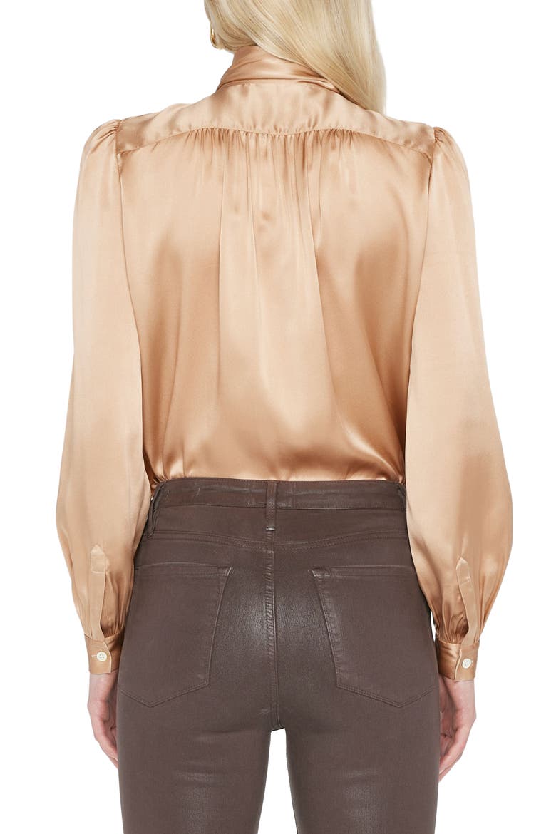 Tie Neck Silk Blouse, Alternate, color, BLUSH