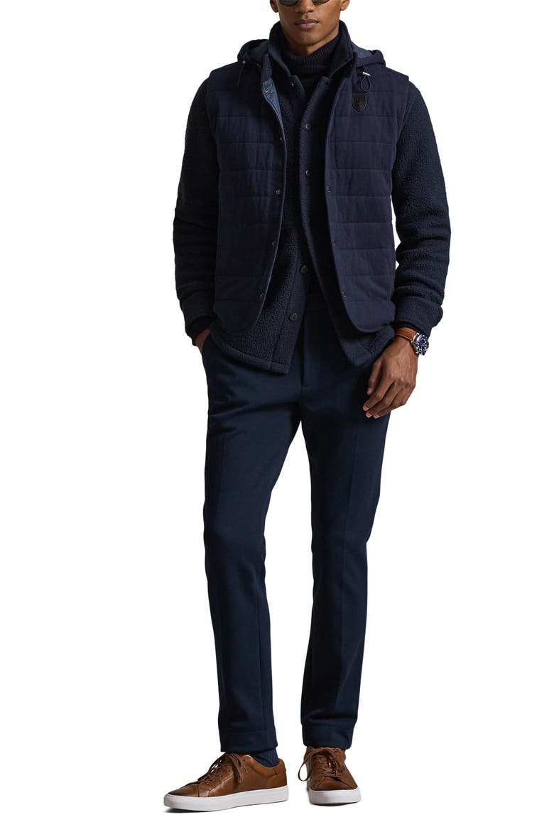 Quilted Hooded Jersey Vest, Alternate, color, RL NAVY