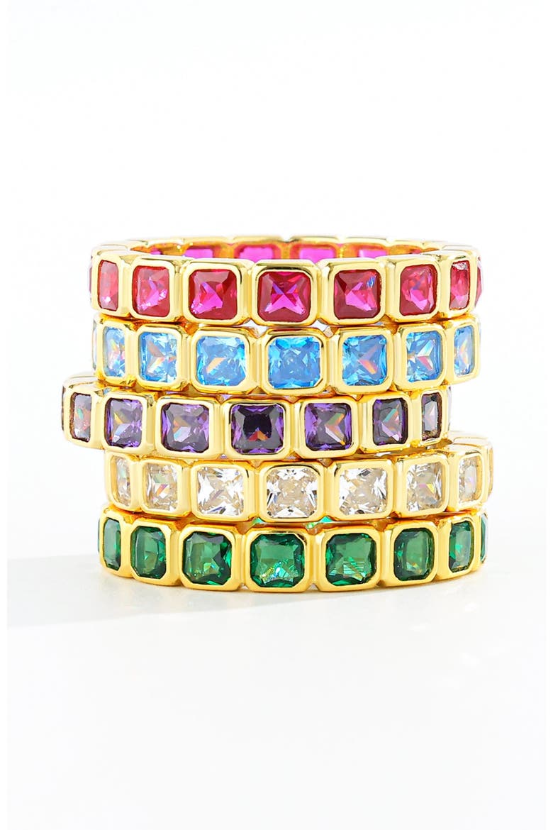Emerald Cut Birthstone Eternity Ring, Alternate, color, July Ruby