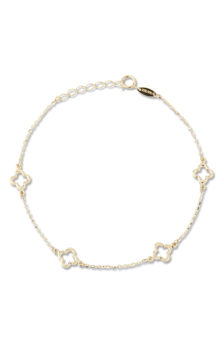 Ember Fine Jewelry 14k Gold Clover Bracelet, Main, color, Gold