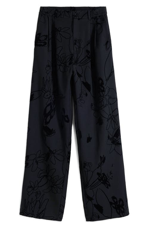 Desigual Pleated Wide Leg Pants In Black