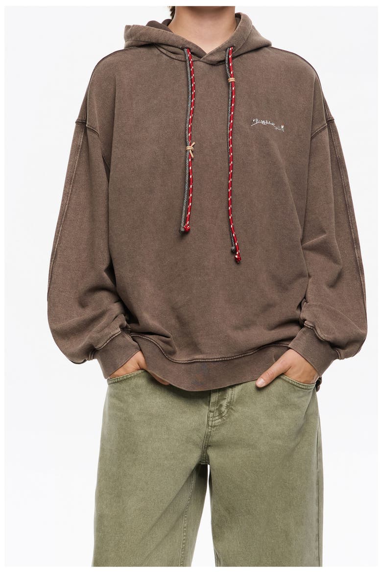 Floral Logo Hoodie, Main, color, BROWN