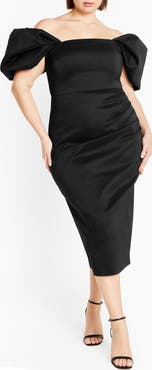 City Chic Elyse Puff Sleeve Sheath Dress