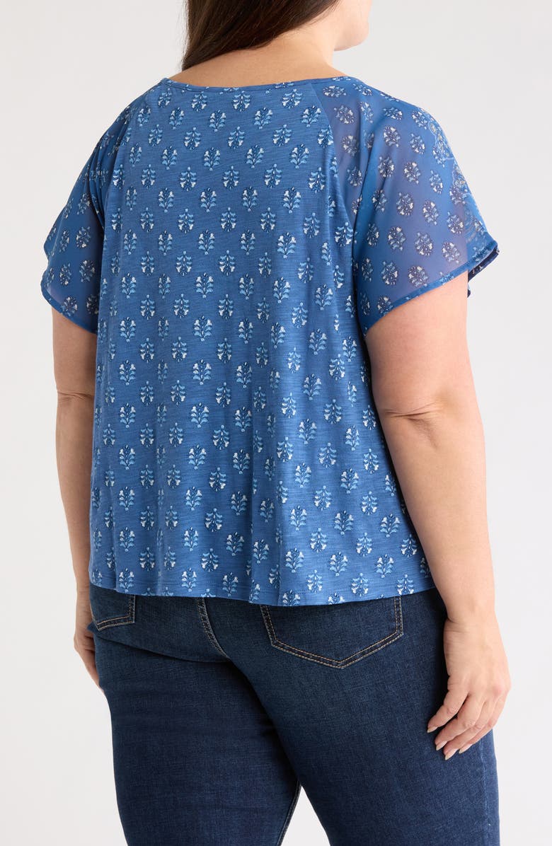 Lucky Brand Paisley Mixed Media T-Shirt, Alternate, color, Navy Multi