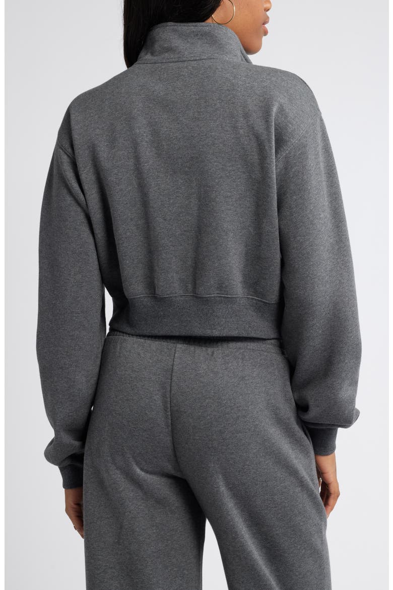 Quarter Zip Fleece Detail Sweatshirt, Alternate, color, GREY MEDIUM CHARCOAL HEATHER