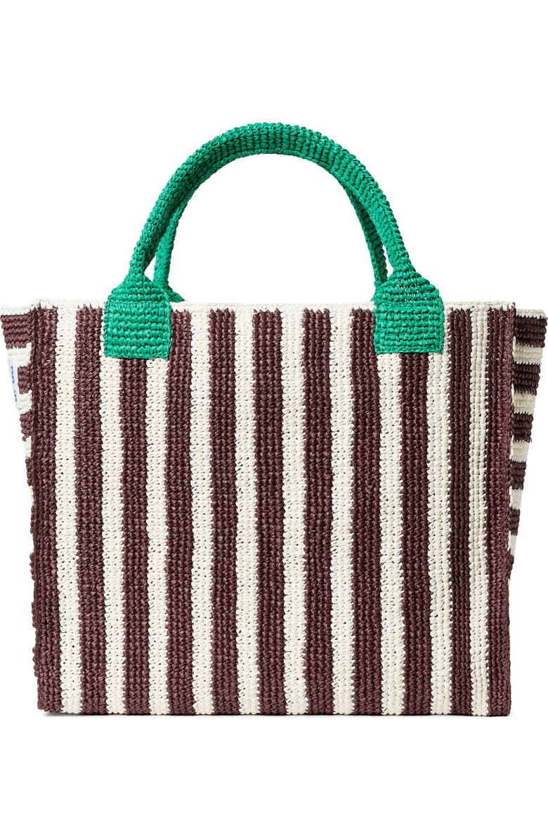 Loeffler Randall Sol Crochet Beach Bag, Main, color, Green/ Brown/ White Stripe