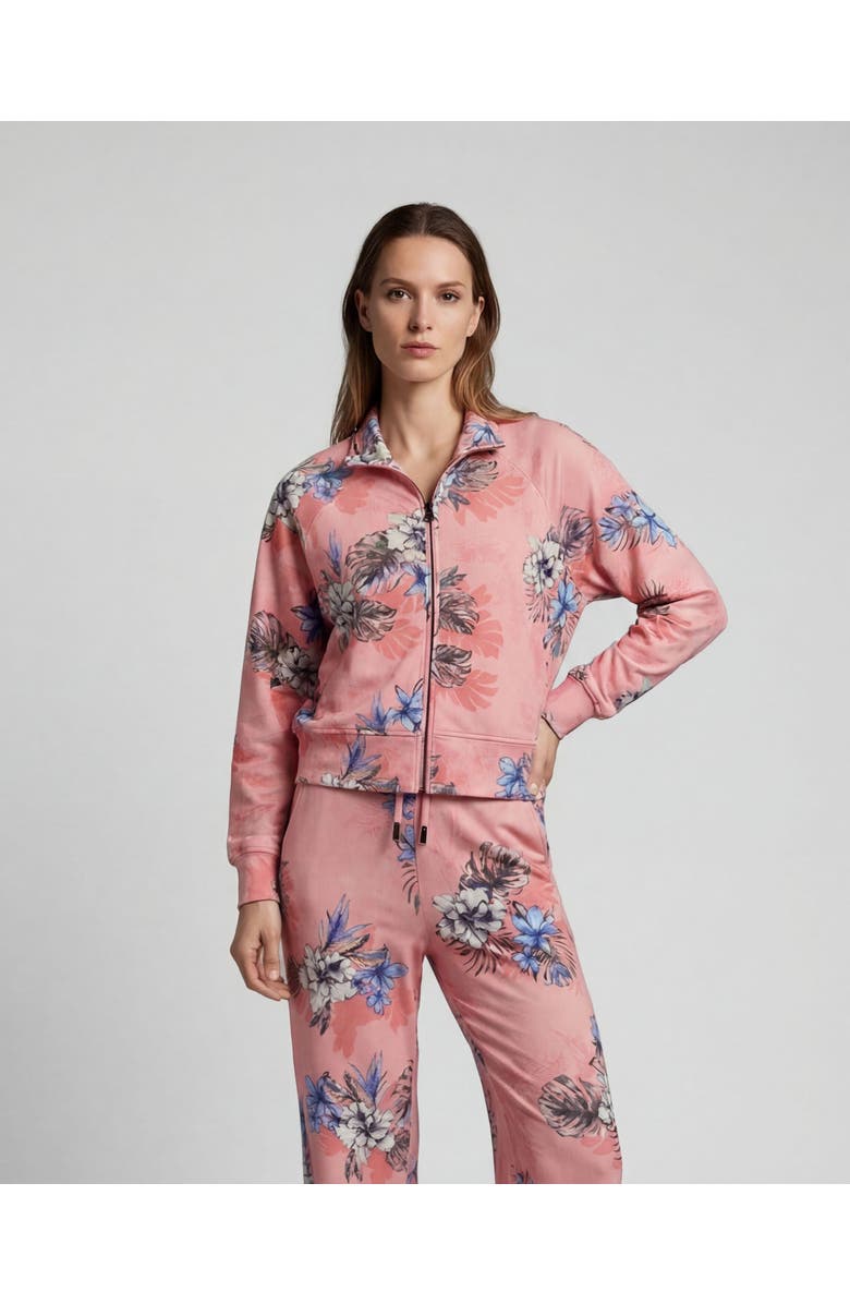 Lords of Harlech Exotic Floral Womens Cropped Zip Jacket, Alternate, color, Exotic Floral Coral