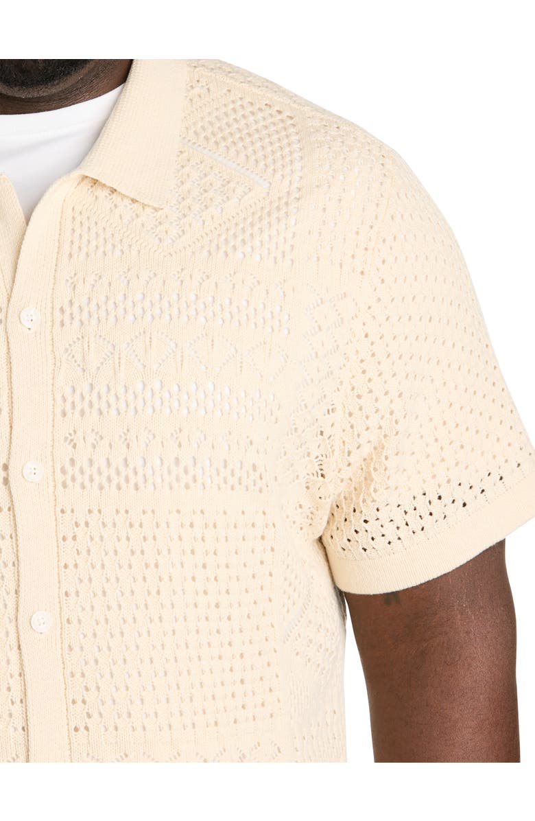 Lucky Brand Big & Tall Crochet Button-Up Sweater, Alternate, color, Whitecap