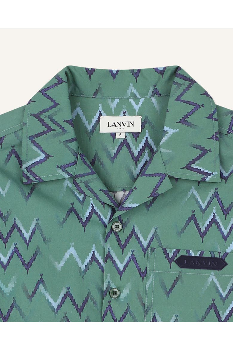 Kids Oversized Printed Cotton Shirt, Alternate, color, Jade