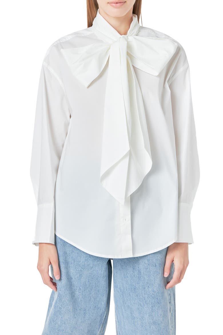 Bow Detail Shirt, Alternate, color, WHITE