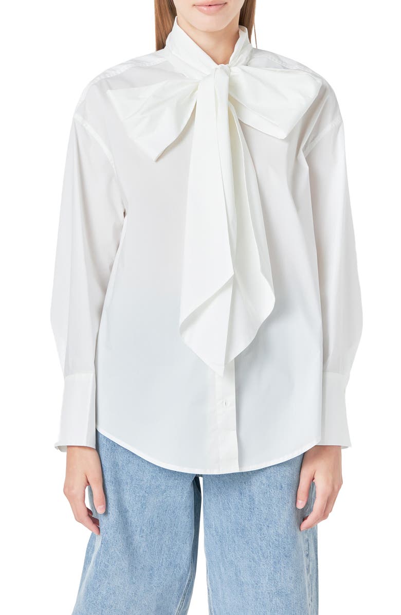 Grey Lab Bow Detail Shirt, Alternate, color, White