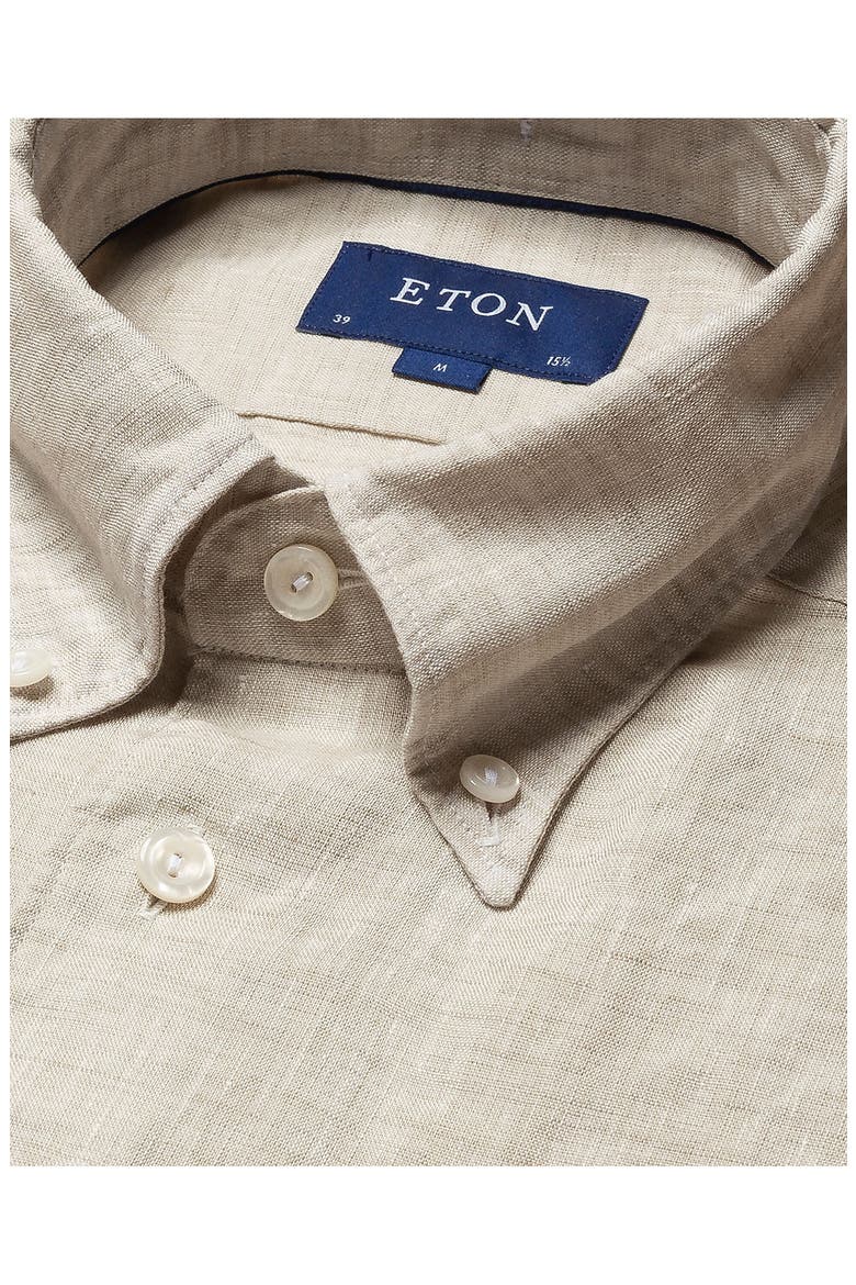 Contemporary Fit Linen Button-Down Shirt, Alternate, color, BEIGE