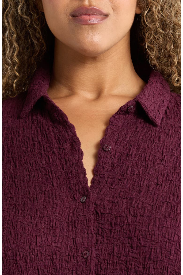 Classic Collar Stretch Organic Cotton Blend Button-Up Shirt, Alternate, color, WINE