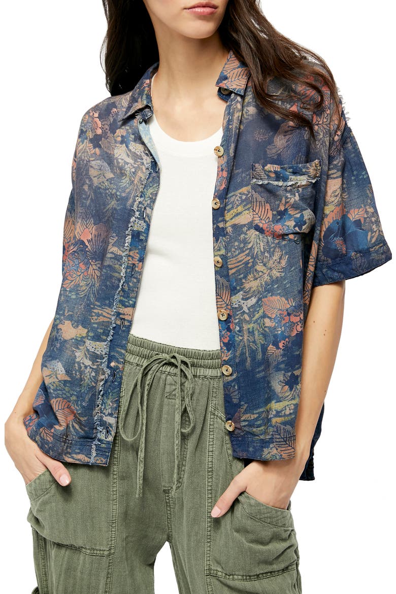 Share Good Vibes Print Shirt, Main, color, NAVY COMBO
