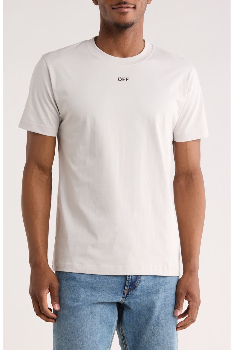 Slim Fit OFF Stamp Graphic T-Shirt, Main, color, LIGHT STONE-BLACK