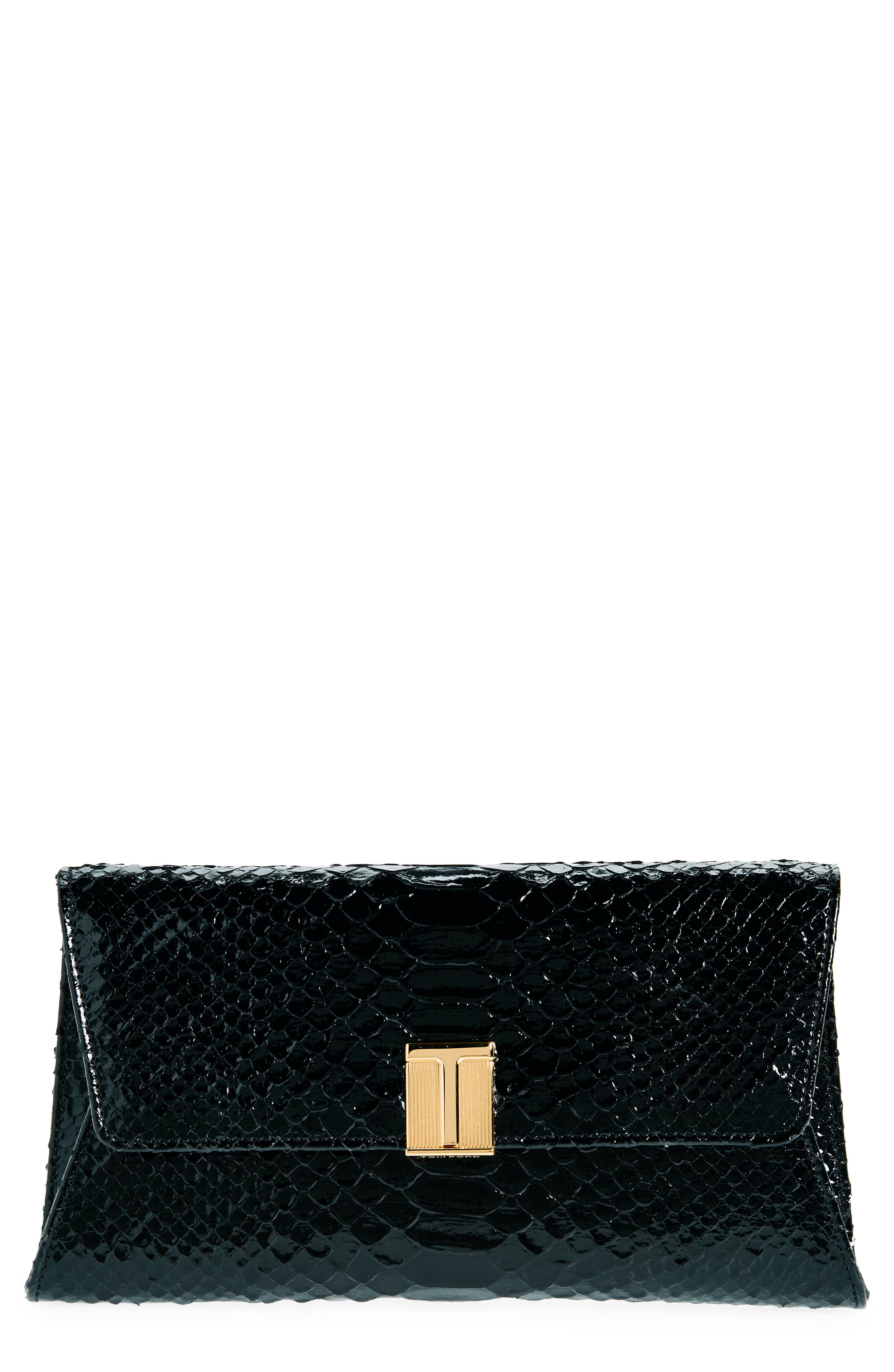 TOM FORD Nobile Python Embossed Leather Clutch, Main, color, 