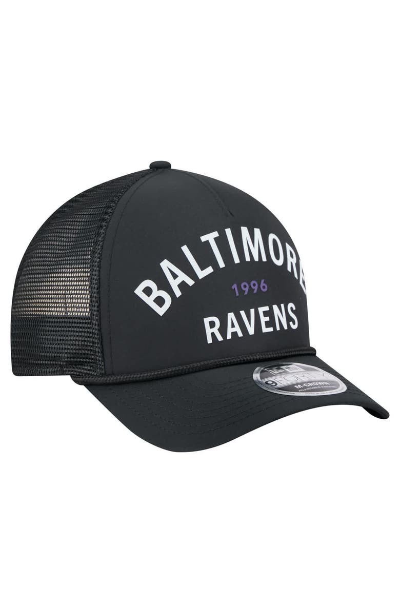 New Era Men's New Era Black Baltimore Ravens Active Minimalist M-Crown A-Frame 9FORTY Adjustable Hat, Alternate, color, Black