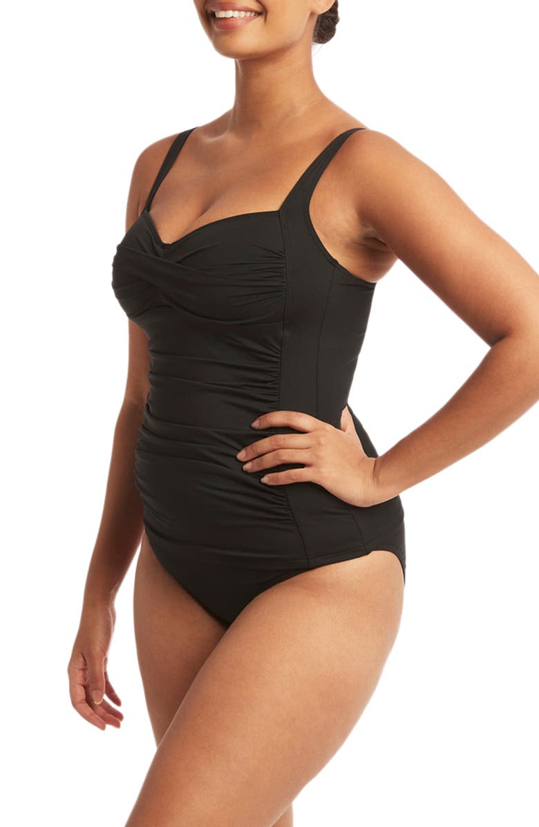 Sea Level Twist Front Multifit Tankini Top, Alternate, color,