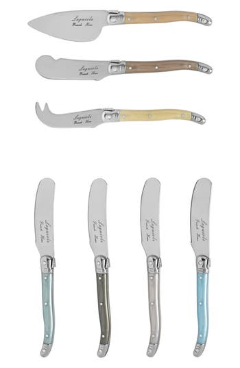 French Home 7-piece Faux Mother-of-pearl Cheese Knife & Spreader Set In Silver Multi Color