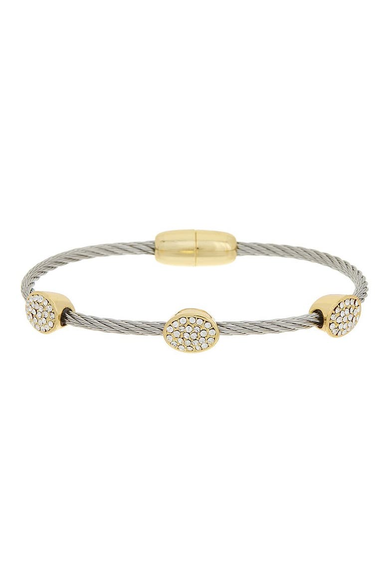Pavé Cubic Zirconia Cable Bangle Bracelet, Main, color, YELLOW