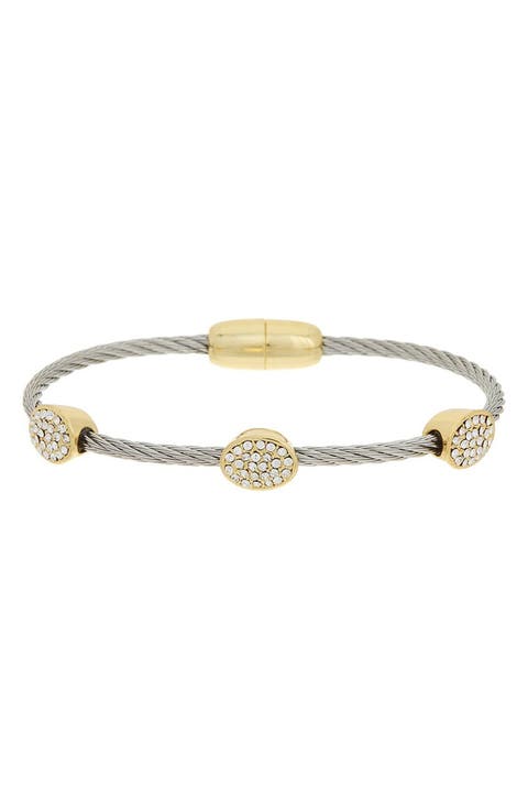 Pavé Cubic Zirconia Cable Bangle Bracelet