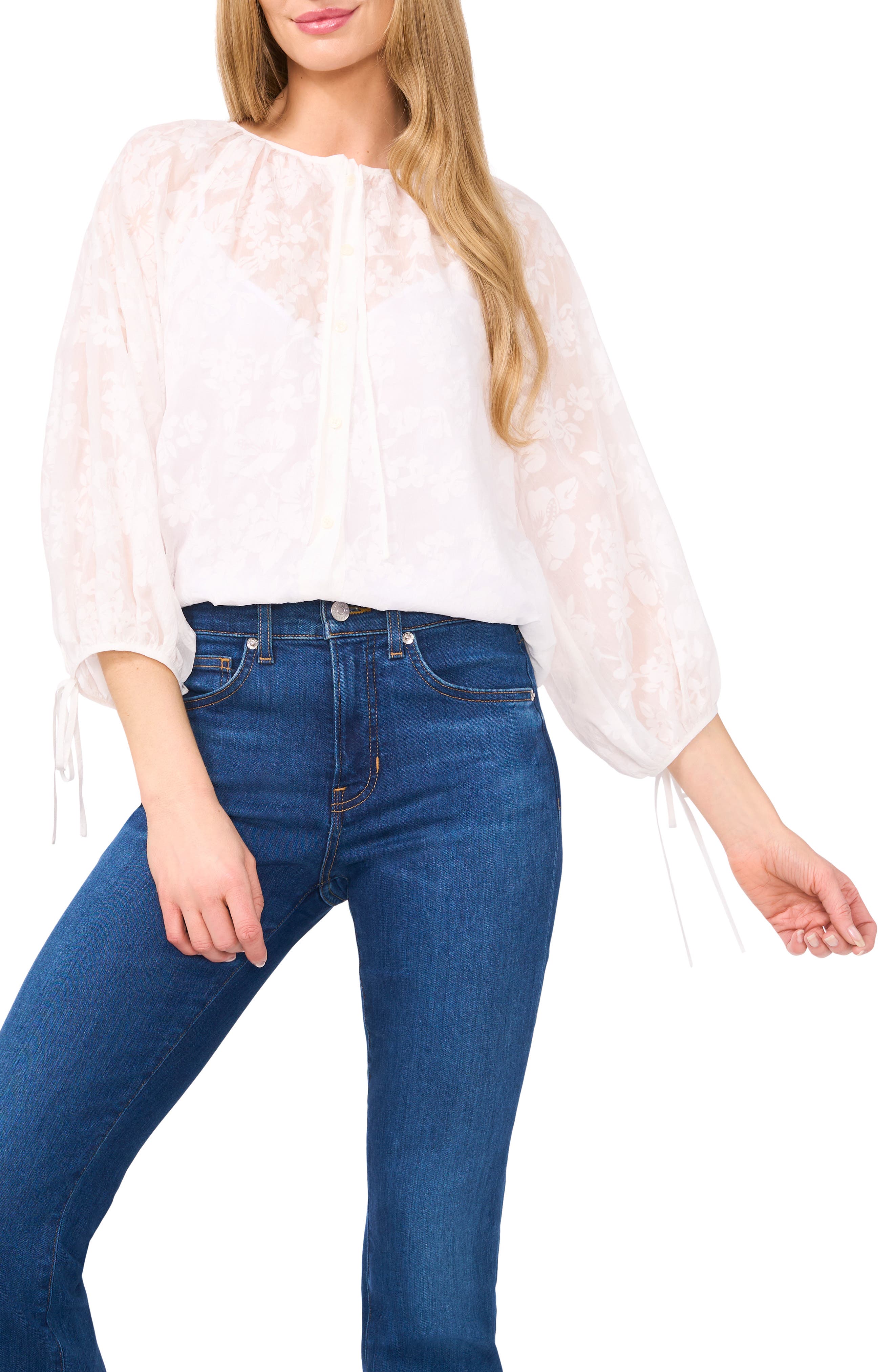 Floral Tie Neck Top