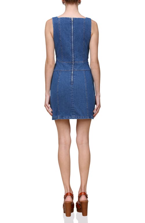 Shop Avec Les Filles Harness Denim Body-con Dress In Provence Wash