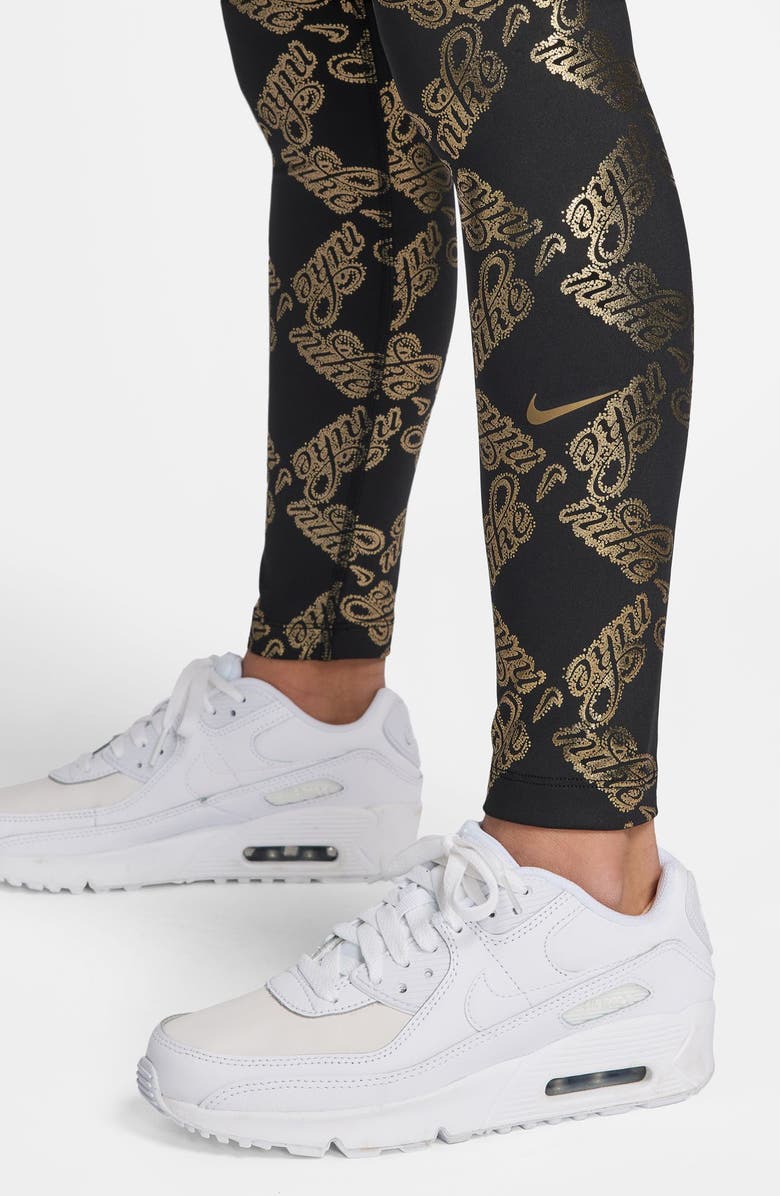 Nike Kids' Dri-FIT Tights, Alternate, color, 010 Black/Metallic Gold