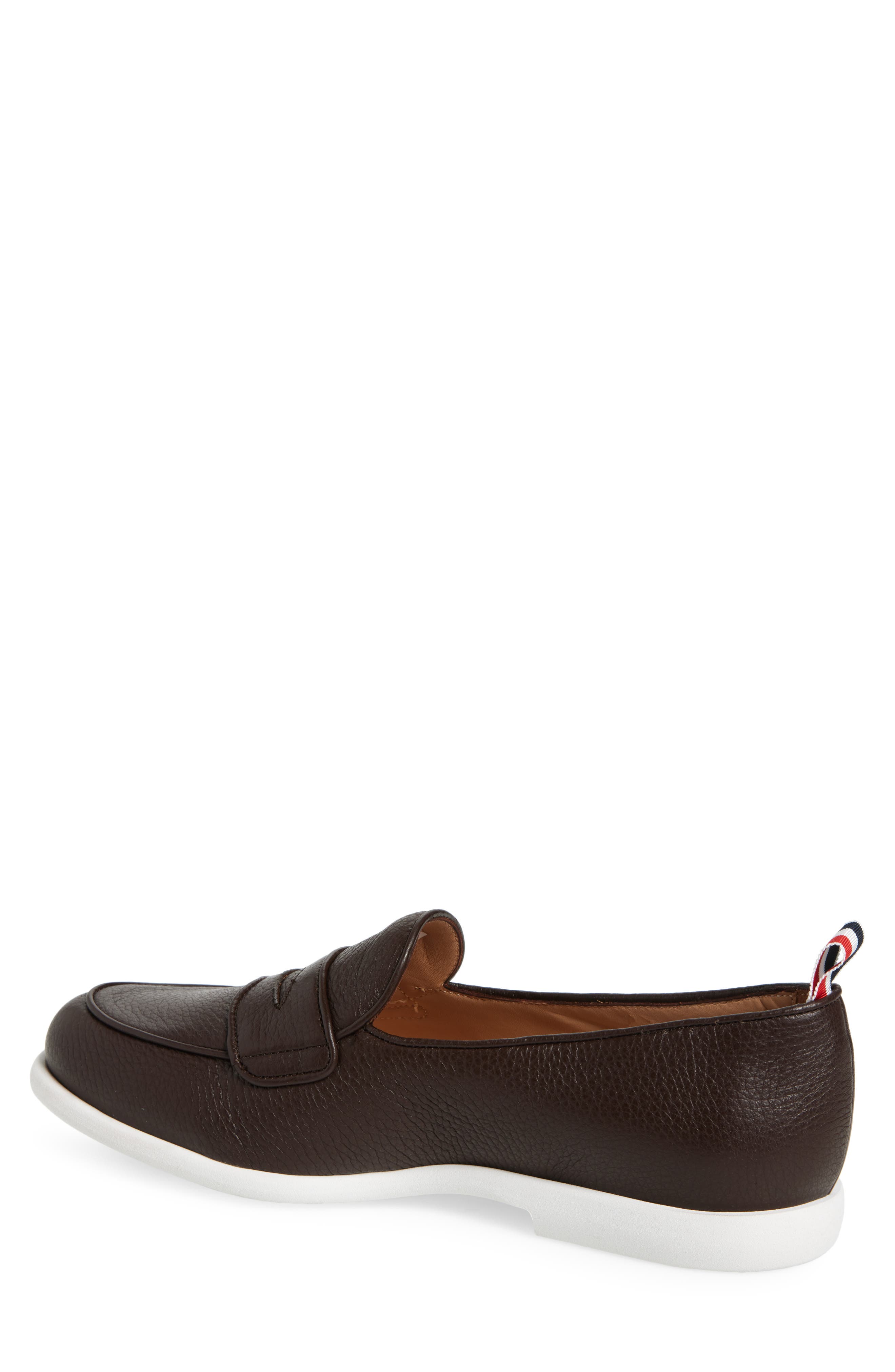 Thom Browne Varsity Square Toe Penny Loafer, Alternate, color, Brown