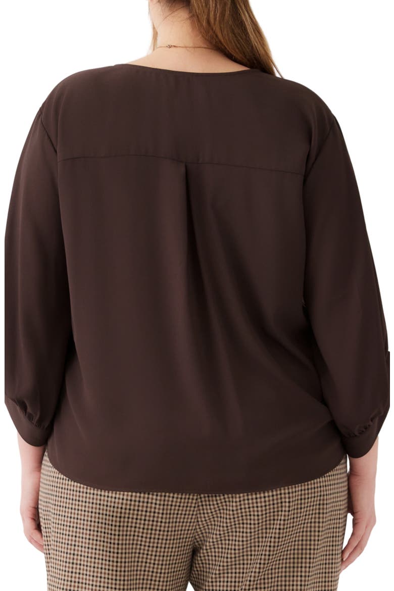 Blouson Sleeve Tie Front Top, Alternate, color, CHOCOLATE