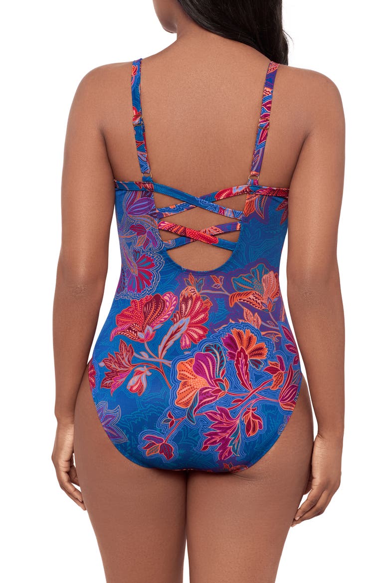 Captivate Underwire One-Piece Swimsuit, Alternate, color, BLUE MULTI