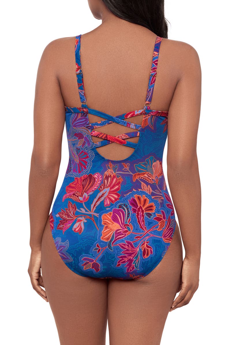 Miraclesuit<sup>®</sup> Captivate Underwire One-Piece Swimsuit, Alternate, color, Blue Multi
