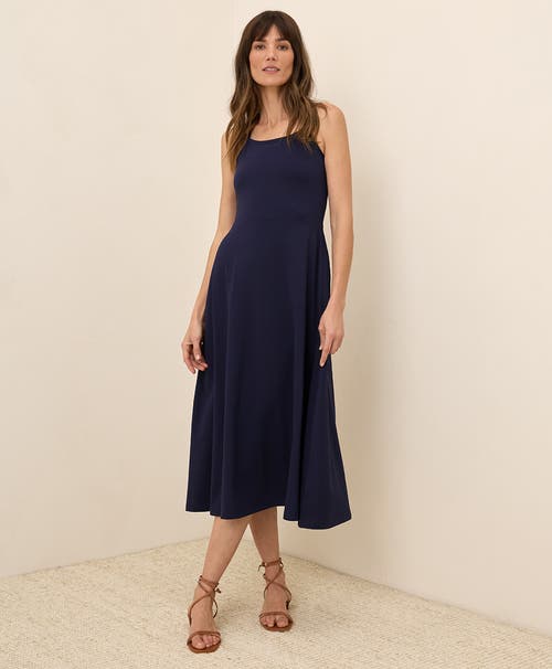 Pact Organic Cotton Fit & Flare Midi Dress In Eclipse