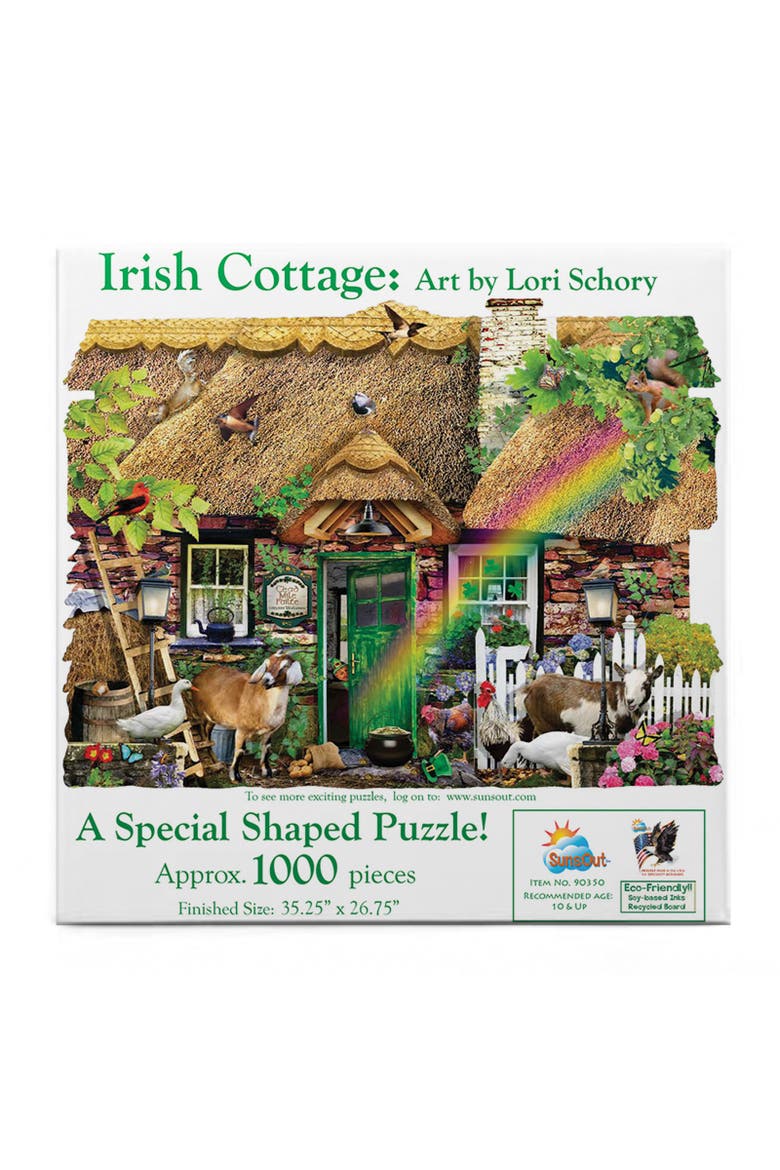 Irish Cottage 1000 piece Jigsaw Puzzle for Adults Special Shape, Alternate, color, Multicolor