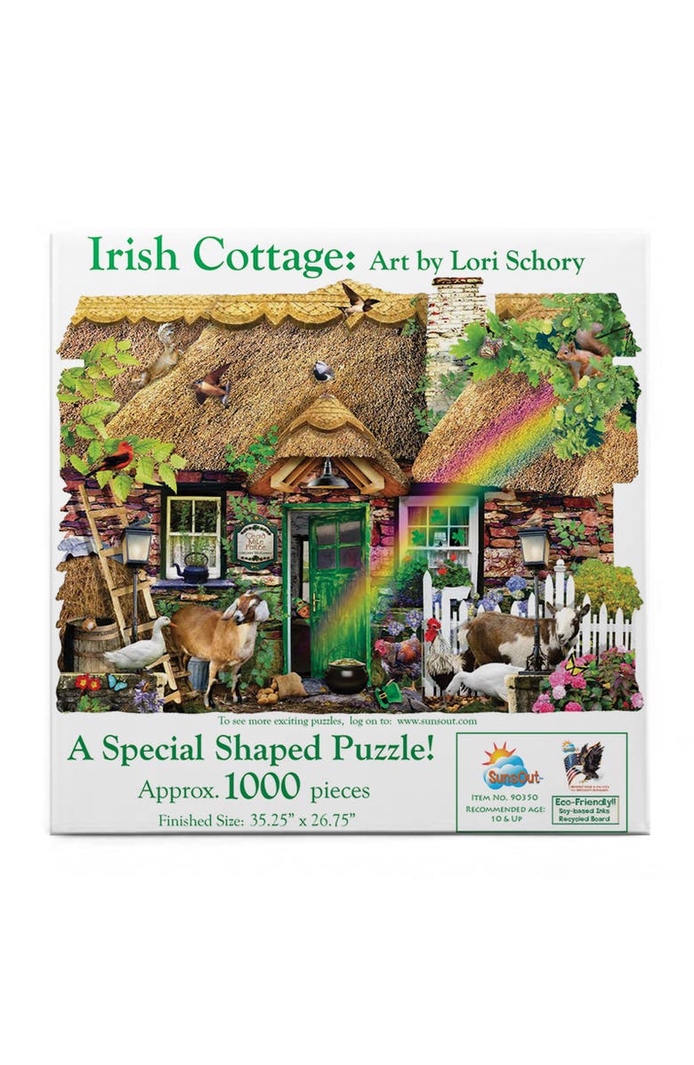 Sunsout Irish Cottage 1000 piece Jigsaw Puzzle for Adults Special Shape, Alternate, color, Multicolor