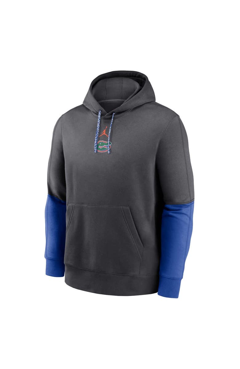 Jordan Brand Men's Jordan Brand Anthracite/Royal Florida Gators 2024 Sideline Club Pullover Hoodie, Alternate, color, Anthracite