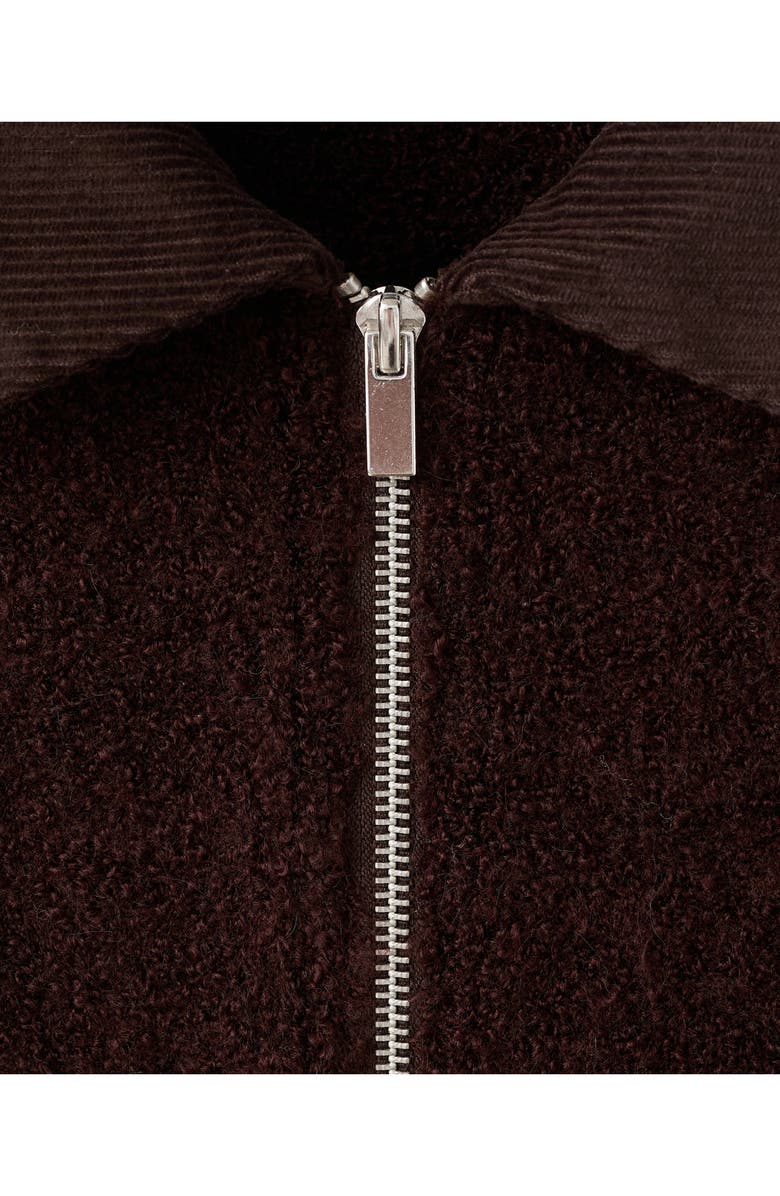 MANGO Bouclé Zip Cardigan, Alternate, color, Brown