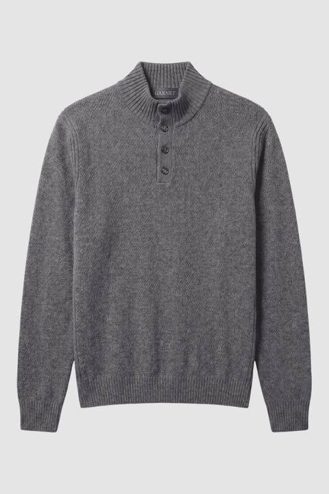 Men's Lolan Regular-fit Button-placket Mock Neck Sweater