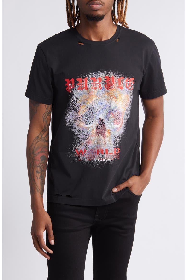 Jeweled Graphic T-Shirt, Main, color, BLACK