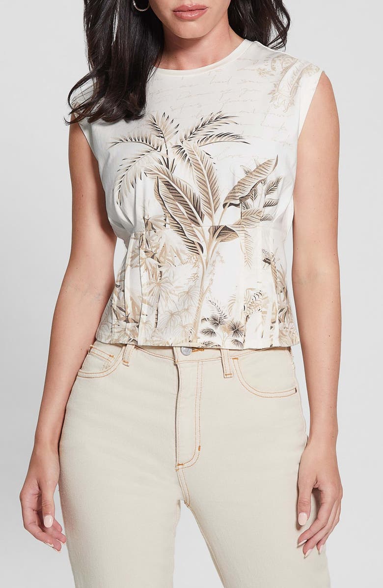 GUESS Tobacco Palms Graphic T-Shirt, Main, color, Cream White