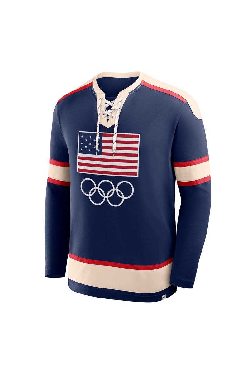 FANATICS Men's Fanatics Navy Team USA Lace-Up Long Sleeve T-Shirt, Alternate, color, Navy