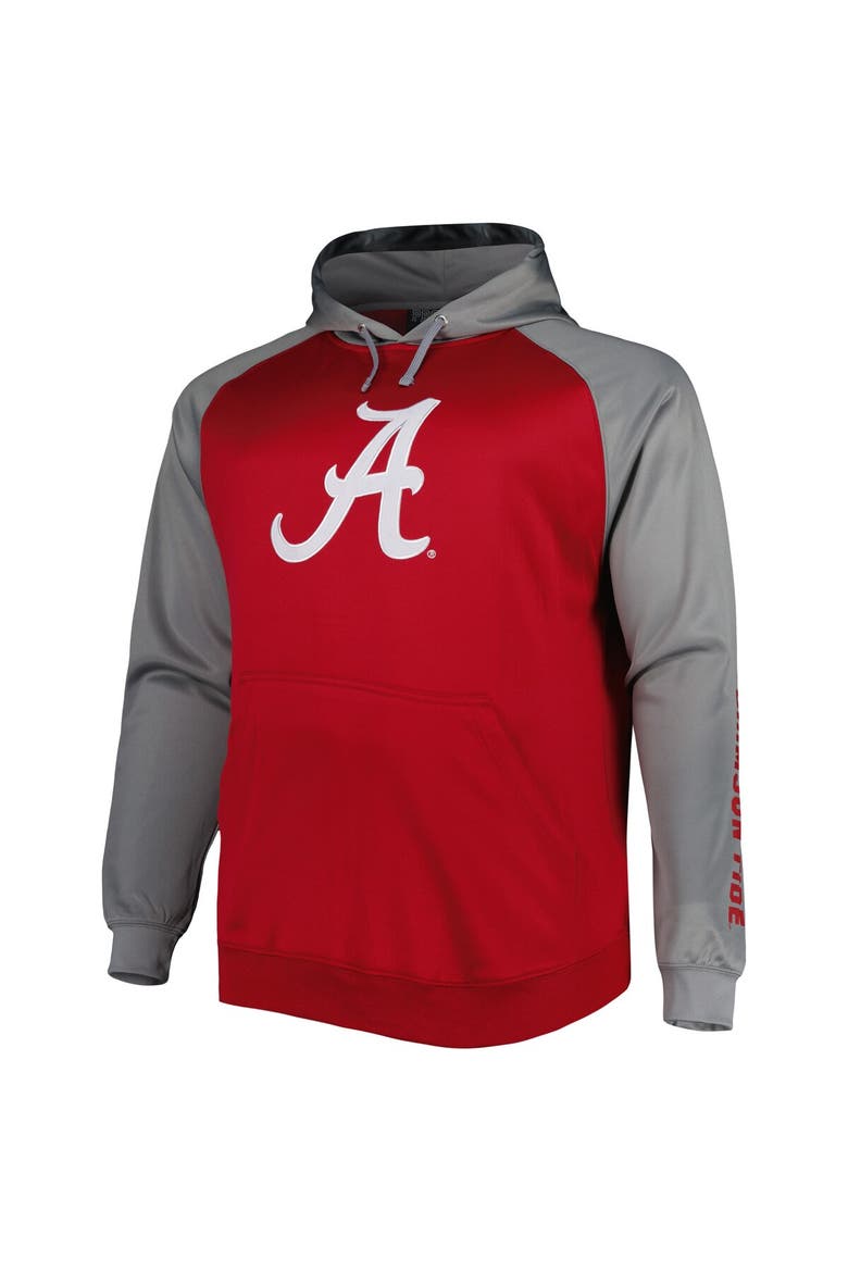 Men's Crimson Alabama Crimson Tide Big & Tall Raglan Fleece Pullover Hoodie, Alternate, color, Crimson